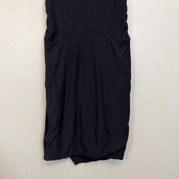 James Perse Revolve Mini Sheath Dress Womens 1 XS/S Black Tank Wide Strap Ruched - Picture 6 of 10